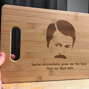 Parks & Req Ron Swanson Cutting Board with Funny Quote